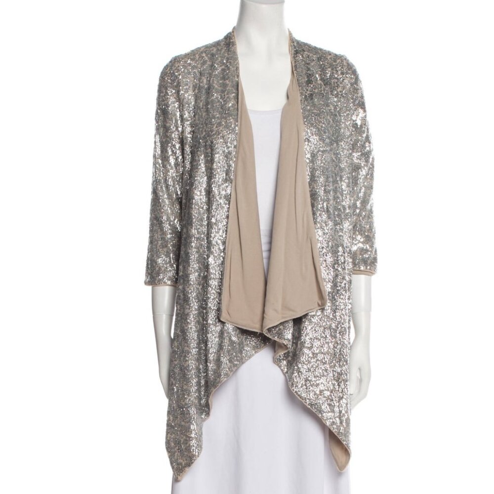 Alice and Olivia silver sequined jacket xs